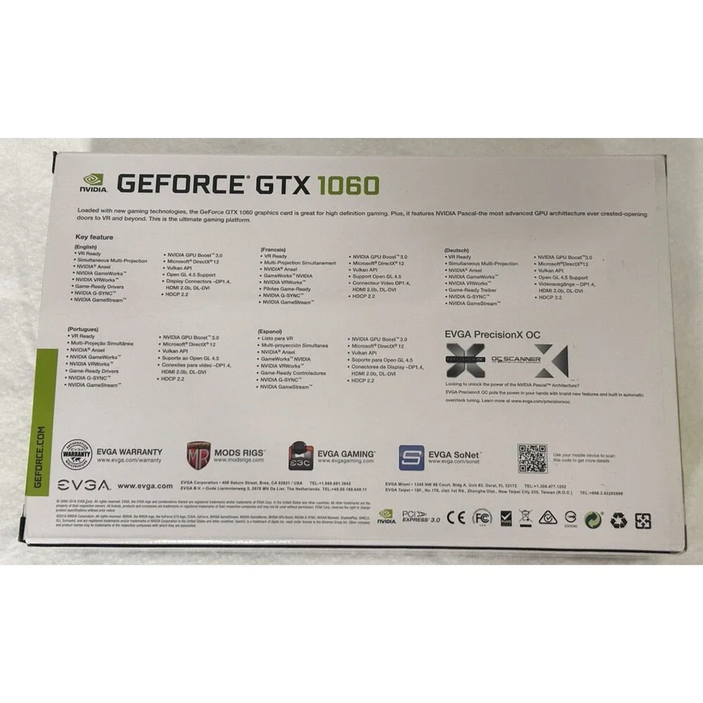 EVGA SuperClocked GeForce GTX 1060 NVIDIA Graphics Card 3GB New in Open Box